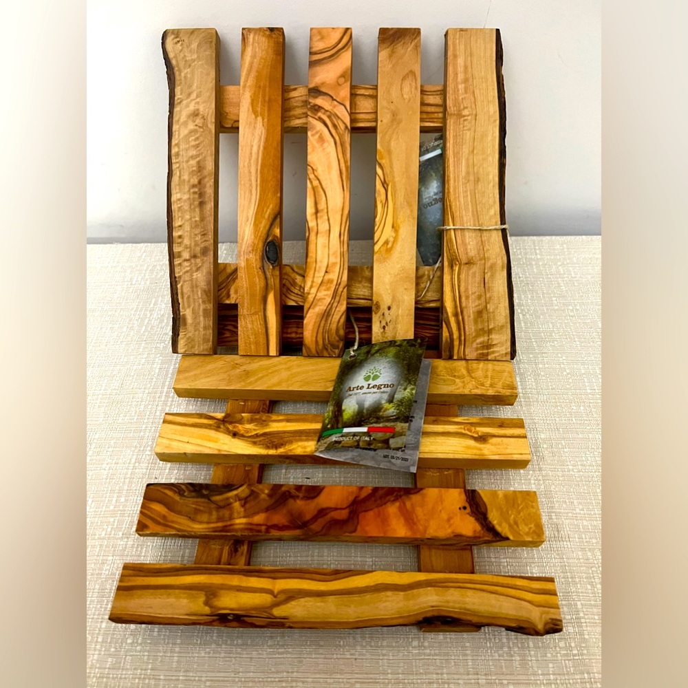 2pc ARTE LEGNO Solid Olive Wood Trivet Set - Product of Italy - Picture 2 of 9